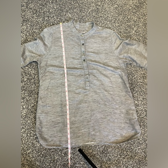 J Jill Womens Med Popover Tunic Shirt Gray Heather L-Sleeve Tencel Linen - Picture 9 of 9
